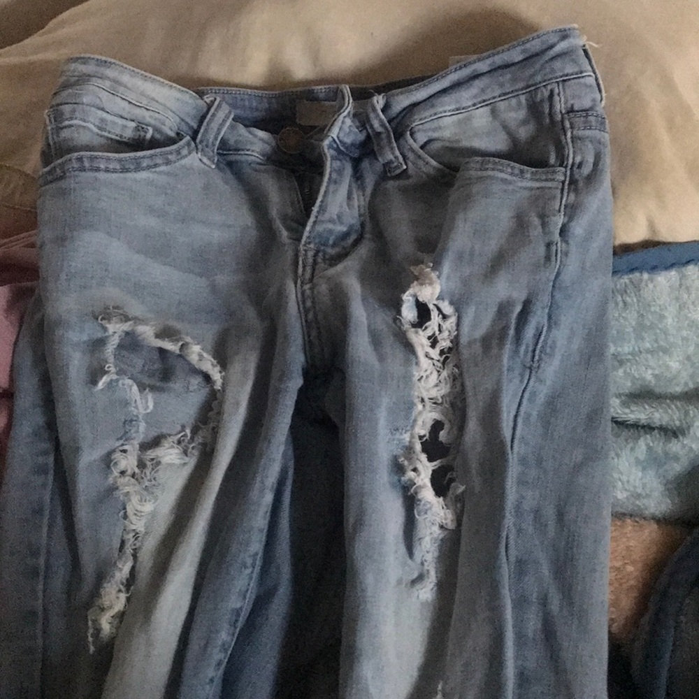 ripped light washed jeans